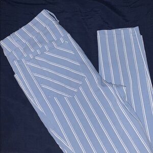 Light blue & white pin stripe pants — skinny cut